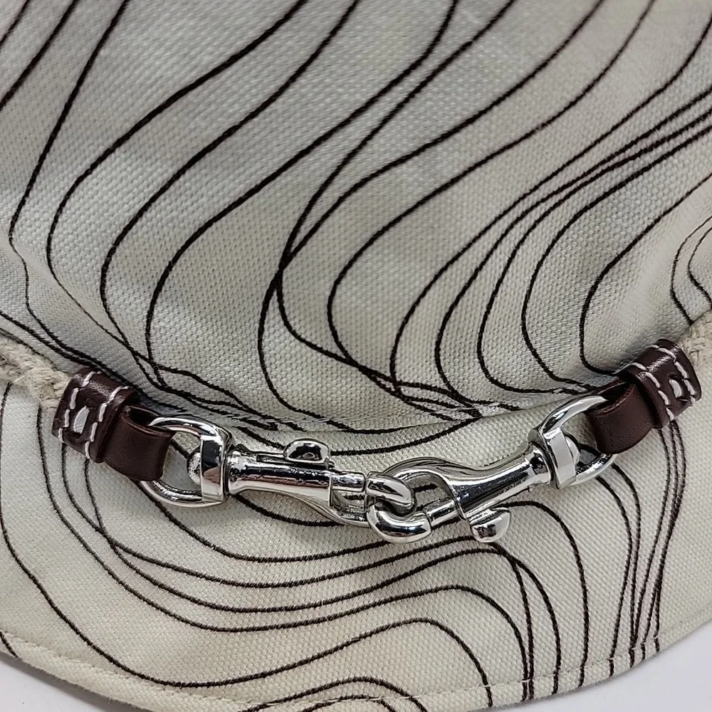GAP Bucket Hat 2007 Women S/M Cream Brown Wavy Silver Clasp Rope Belt Accent Y2K